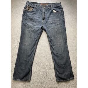 Makaveli Branded Jeans Mens Size 42 Blue Hip Hop Embroidered Straight Leg Denim